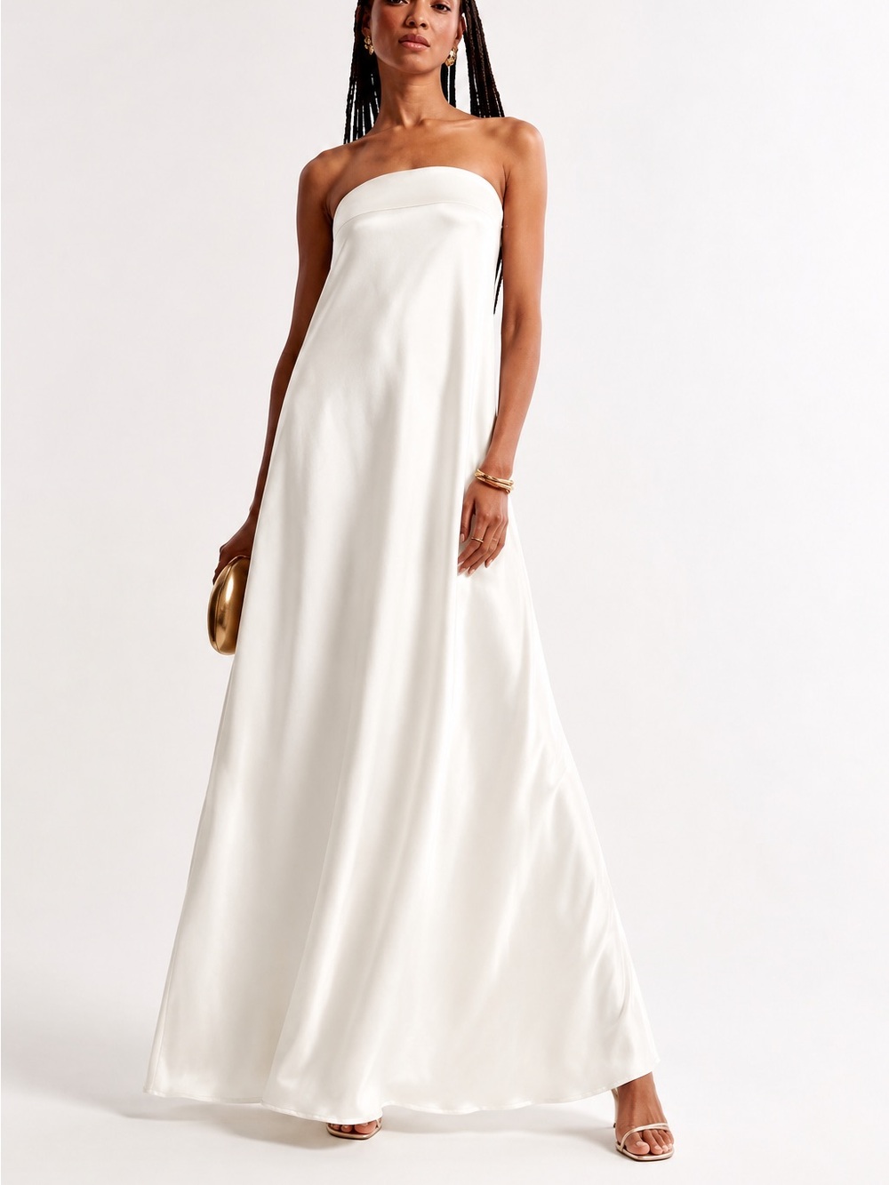 Abercrombie & Fitch Strapless White Maxi Dress